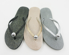 Silver Ball Decorated Flip Flops