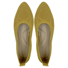 New Yellow Cloth Shoes with Pointed Toe Shallow Mouth Soft Sole Flyknit Mesh Cloth Shoes 