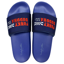 Men's straight line slippers with black letters concave convex drip plastic anti slip all season sports slippers