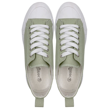 Versatile lightweight casual low cut high rise thick sole sponge cake canvas shoes