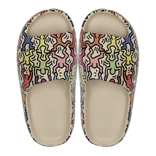 Graffiti slippers cartoon thick sole bath anti slip couple student home slippers bathroom slippers