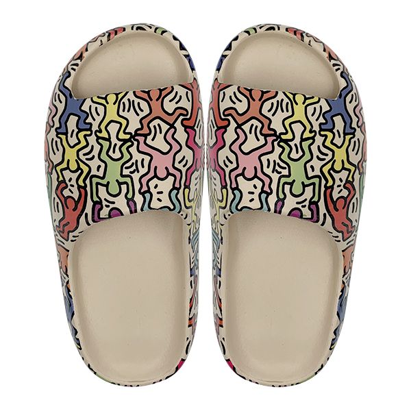 Graffiti slippers cartoon thick sole bath anti slip couple student home slippers bathroom slippers