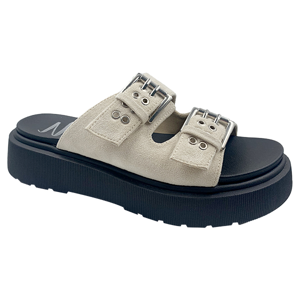 Thick soled wear-resistant soft leather Boken shoes casual one-piece slippers worn with belt buckles semi cool slippers
