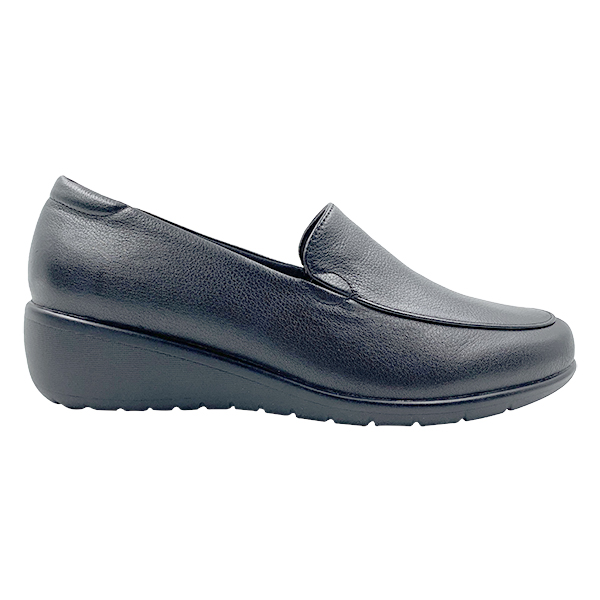 Slope heeled women's shoes 2025 new black versatile round toe inner height increasing single shoe