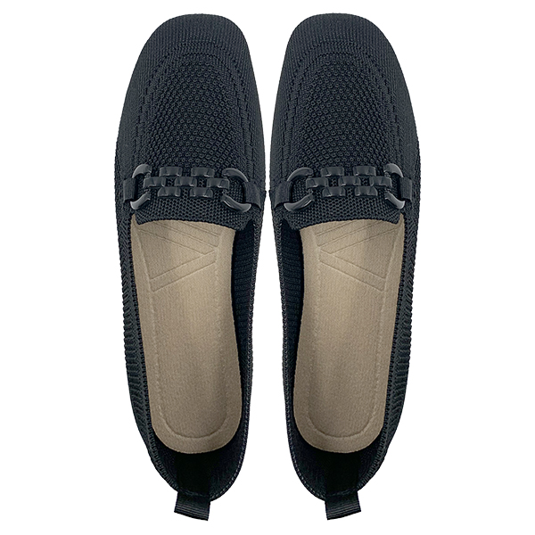 Black flying woven single shoes for women with a feeling of stepping on feces soft sole woven breath