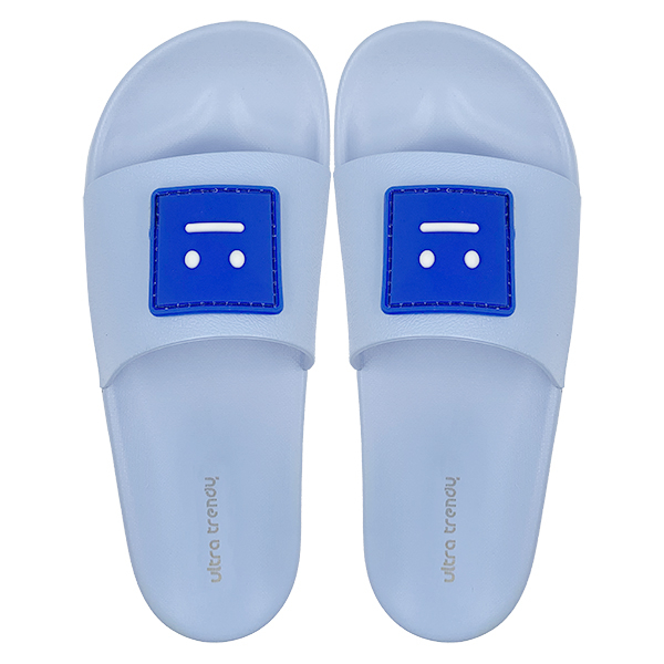 Cute smiling face blue one-piece slippers that can be worn externally simple women's shoes slippers