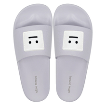 Summer new smiley face purple slippers for women's home bathroom slippers in a straight line