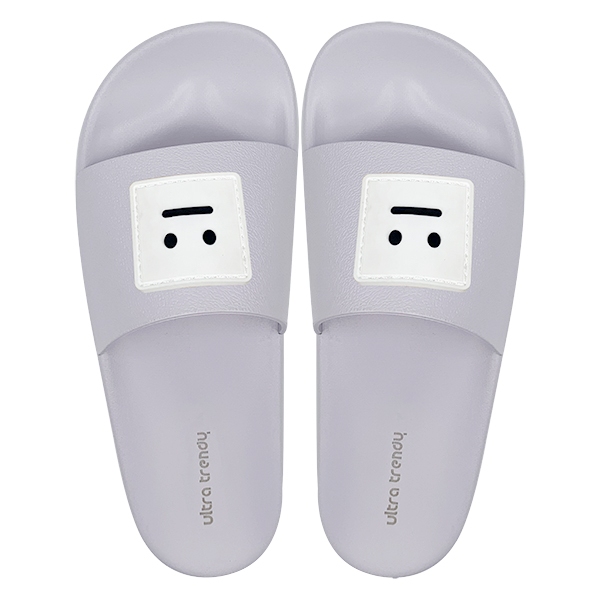 Summer new smiley face purple slippers for women's home bathroom slippers in a straight line