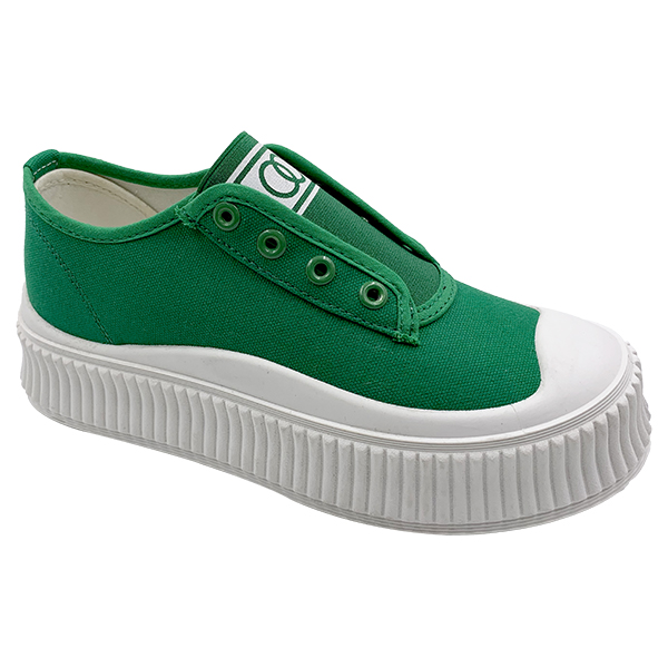 Green canvas shoes small white shoes women's thick soled casual dad shoes