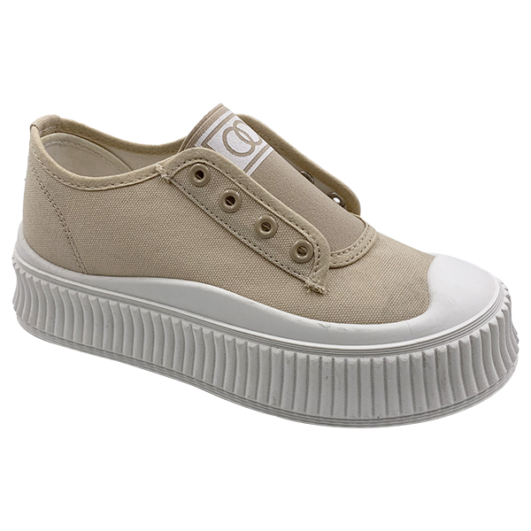 Khaki canvas shoes small white shoes women's thick soled casual dad shoes