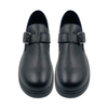 New women's fashionable belt buckle casual shoes with simple and solid color single shoes