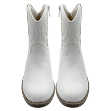 Children's shoes Western cowboy boots V-neck short tube embroidered knight boots Women's white mesh red thick heel genuine leather Martin boots