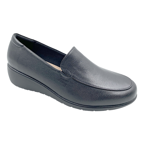 Slope heeled women's shoes 2025 new black versatile round toe inner height increasing single shoe