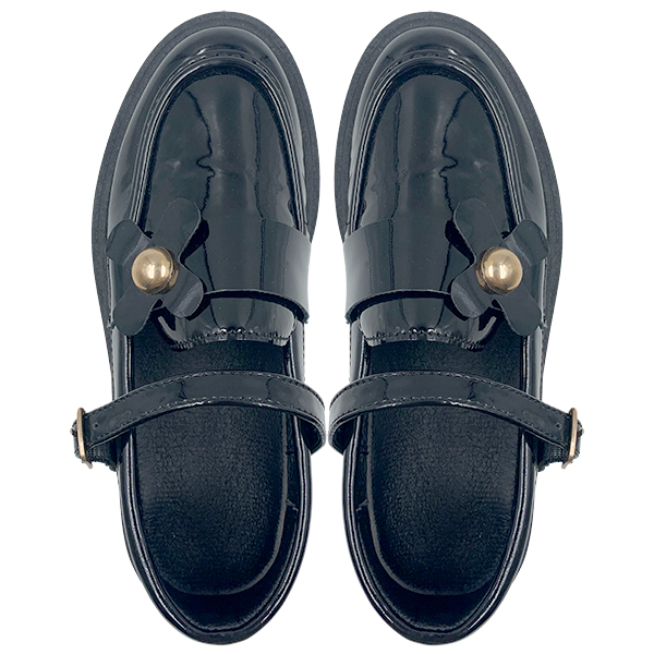 Girls' leather shoes with soft sole for spring and autumn new black performance student princess single shoes