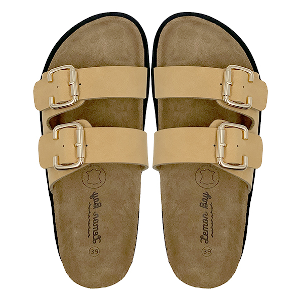 Retro Lazy Flat Matte Leather Boken Cork Slippers with One Line Height Increase Beach Boken Half Slippers