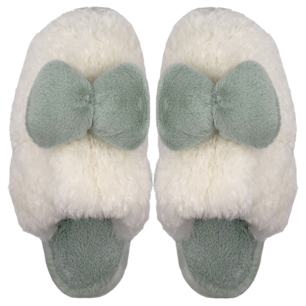 Winter hairy slippers for women new autumn and winter styles home decor half bag white cute autumn bow