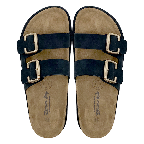Retro Lazy Flat Matte Leather Boken Cork Slippers with One Line Height Increase Beach Boken Half Slippers