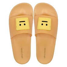 Cute smiling face orange one word slippers can be worn externally simple women's shoes slippers