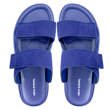 Navy blue men's thick soled two character sandals for daily wear lightweight and breathable suitable for outdoor beach wear