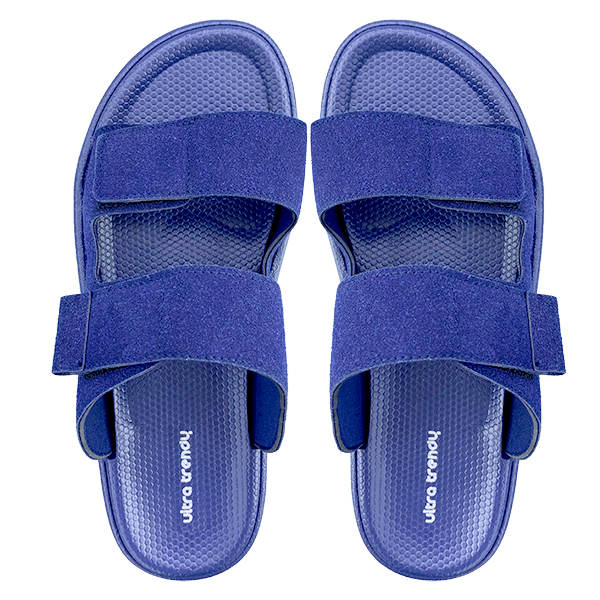 Navy blue men's thick soled two character sandals for daily wear lightweight and breathable suitable for outdoor beach wear