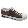 Dark brown leisurely canvas low cut anti slip breathable comfortable cloth shoes small white shoes
