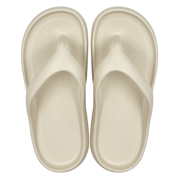 Women's beige thick bottom flip flops for summer wear non slip casual versatile beach sandals