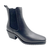 New leather black Martin boots for women square toe high heels short boots versatile and simple boots