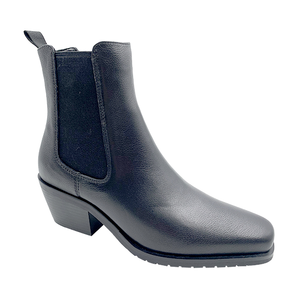 New leather black Martin boots for women square toe high heels short boots versatile and simple boots