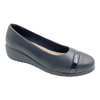 Slope heeled women's shoes 2025 new black versatile round toe single shoe with a single buckle and increased height inside