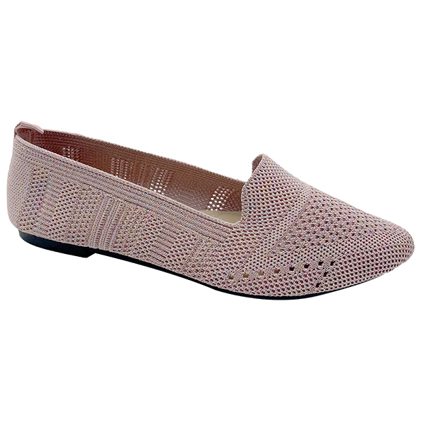 New Pink Cloth Shoes with Pointed Toe Shallow Mouth Soft Sole Flyknit Mesh Cloth Shoes 