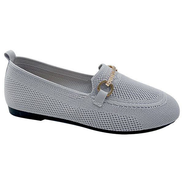 Grey flying woven single shoes for pregnant women spring and autumn outerwear flat bottomed knitted breathable bean shoes shallow mouthed soft bottomed lazy shoes