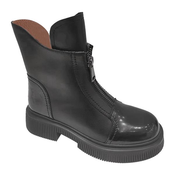 Retro black Martin boots for women's new British style leather high cut thick soled motorcycle boots