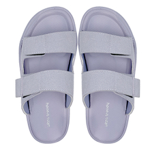Purple women's thick soled two character sandals are casual and versatile shoes for daily wear. They are lightweight breathable and can be worn as beach sandals