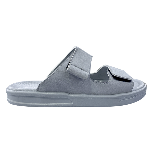 Grey men's thick soled two character sandals for daily wear lightweight and breathable suitable for outdoor beach wear