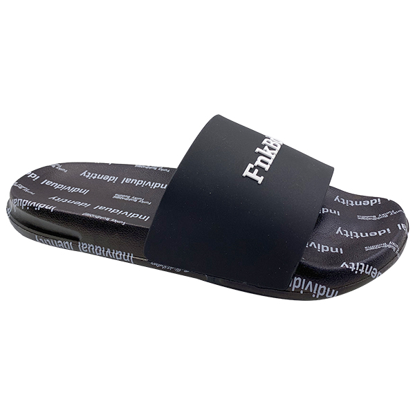 Men's straight line slippers with black letters concave convex drip plastic anti slip all season sports slippers