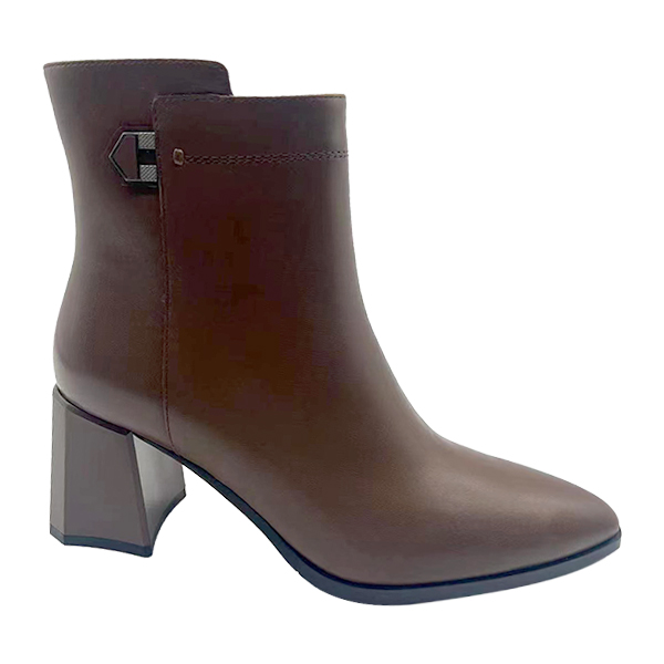 Real leather high-heeled short boots for women new pointed toe women's mom boots children's Martin boots