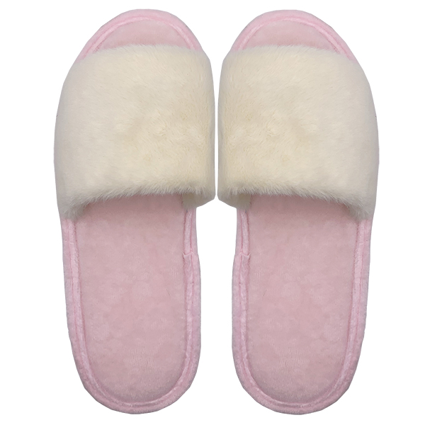 Women's embroidered open toed fruit strawberry watermelon home wooden floor imitation rabbit hair cotton slippers