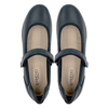 New black versatile women's shoes with leather wedge heels featuring a single button and round toe design with an increased height inside