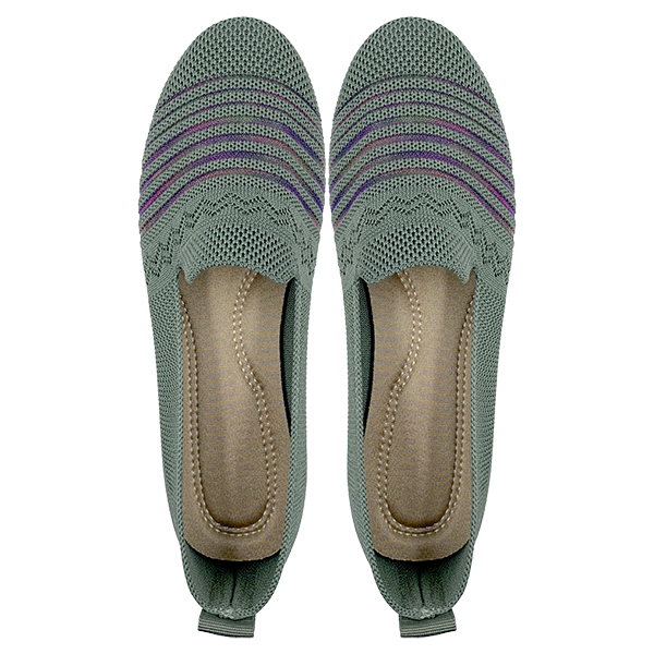 Green cloth shoes for women's new spring and summer breathable flying woven mesh shoes with shallow