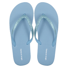 Blue Glitter Flash PE Thick Bottom Flip Floors Non slip Shoes Lightweight and Breathable Can Wear Beach Flip Floors Externally