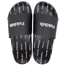 Men's straight line slippers with black letters concave convex drip plastic anti slip all season sports slippers