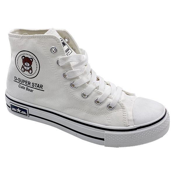 White flat bottomed high top women's shoes canvas shoes spring men's and women's shoe trend