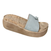 Slippers women's outdoor wear beach vacation sponge cake wood grain bottom straight drag thick bottom exposed toe cool drag