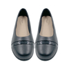 Slope heeled women's shoes 2025 new black versatile round toe single shoe with a single buckle and increased height inside