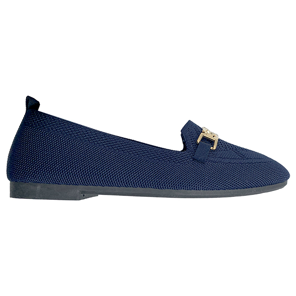 Navy blue square toe single shoes for women in spring and summer new shallow cut fly knit breathable one foot soft sole comfortable and versatile bean shoes