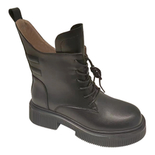 Retro Martin boots for women's new British style leather V-neck thick soled motorcycle work suit short boots