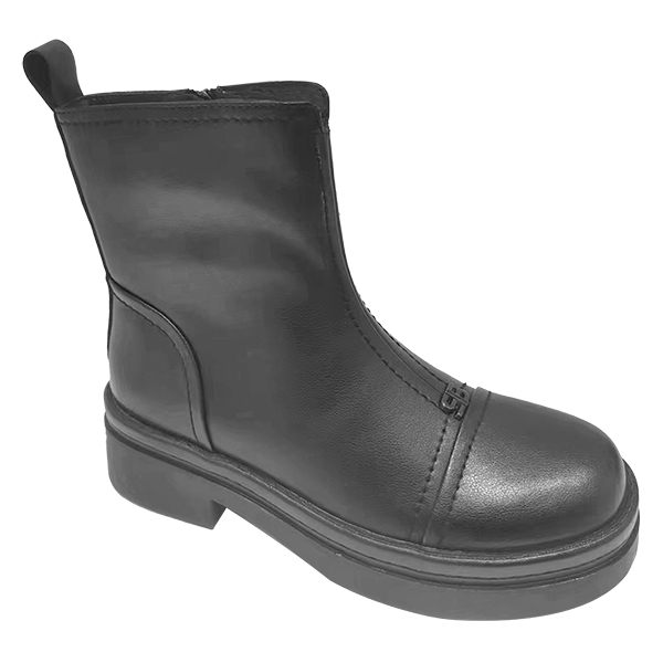 New round head genuine leather boots, winter women's short boots women's plush
