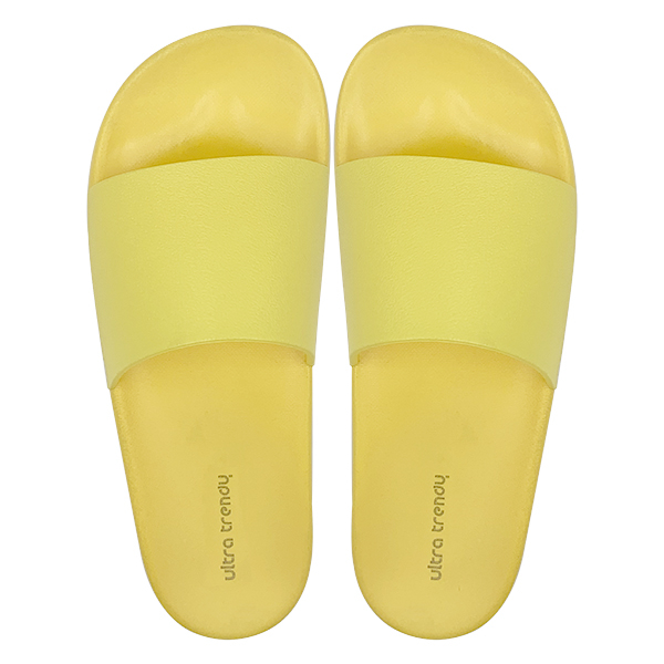 Yellow one-piece slippers with anti slip soft sole can be worn as women's slippers