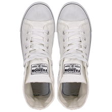 White flat bottomed high top women's shoes canvas shoes spring men's and women's shoe trend