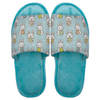 Women's embroidered open toed fruit strawberry watermelon home wooden floor imitation rabbit hair cotton slippers